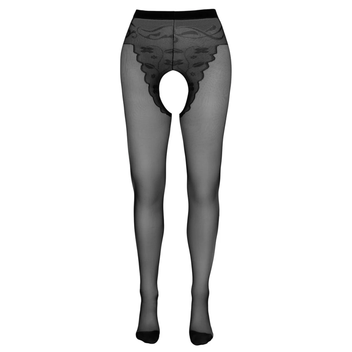 Cottelli Collection - Open Kruis Jarretelpanty - Zwart