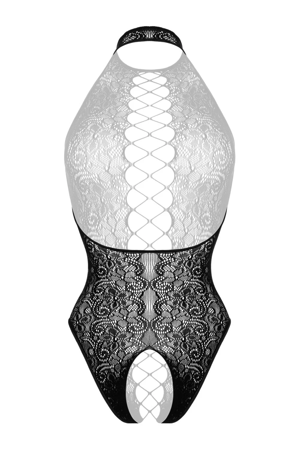 Christine - Noir Open Kruis Veter Body