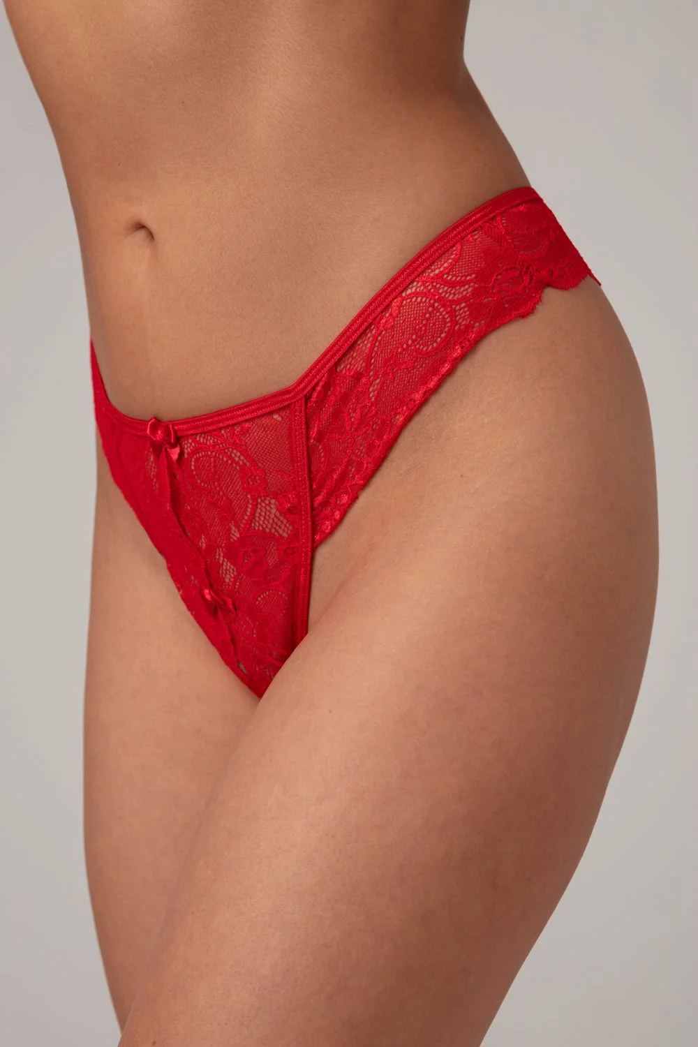Christine - Kanten String Met Open Kruisje Marzia - Rood