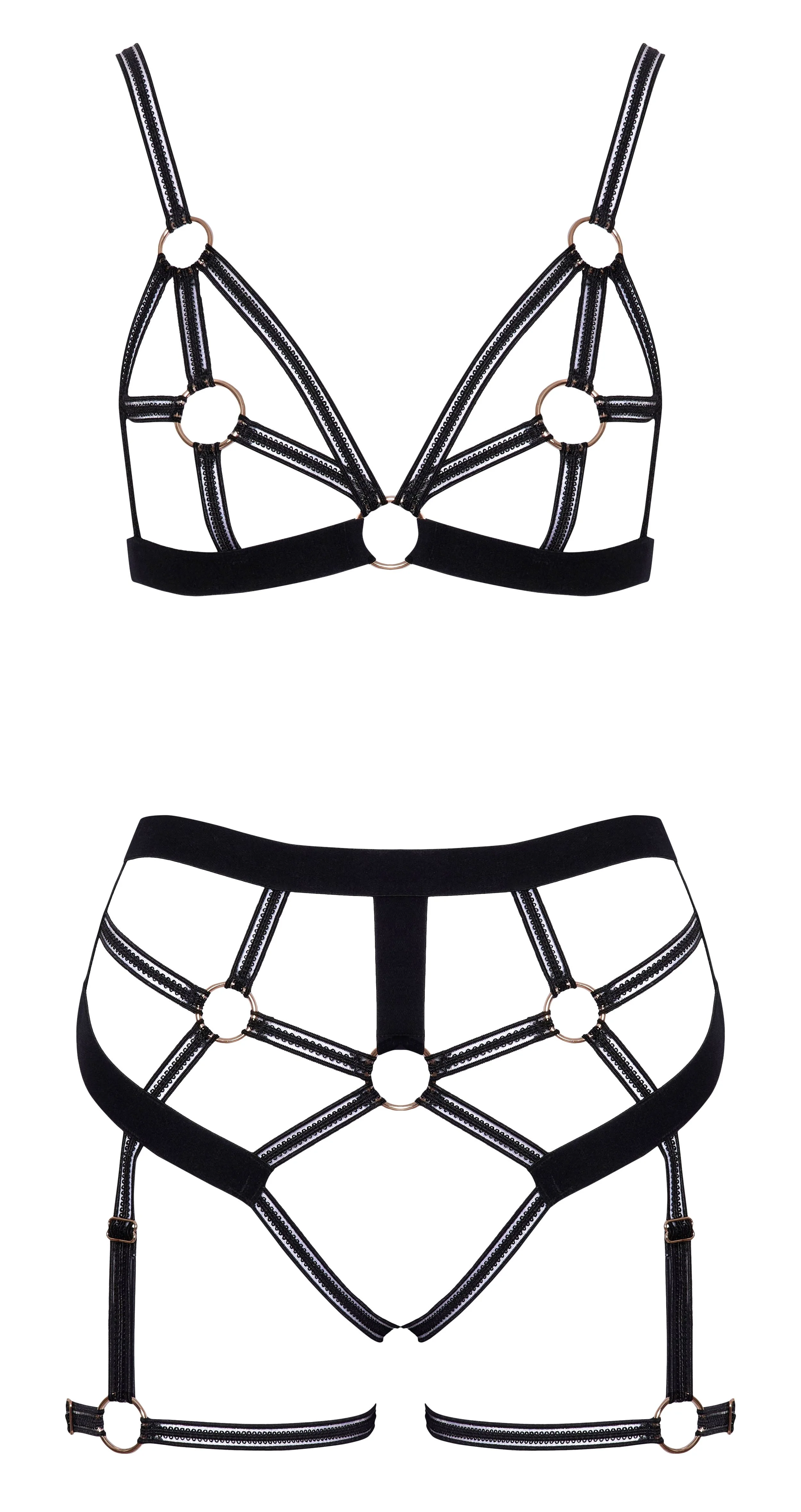 Cottelli LINGERIE – Ouvert Set Bh & Slip – Zwart