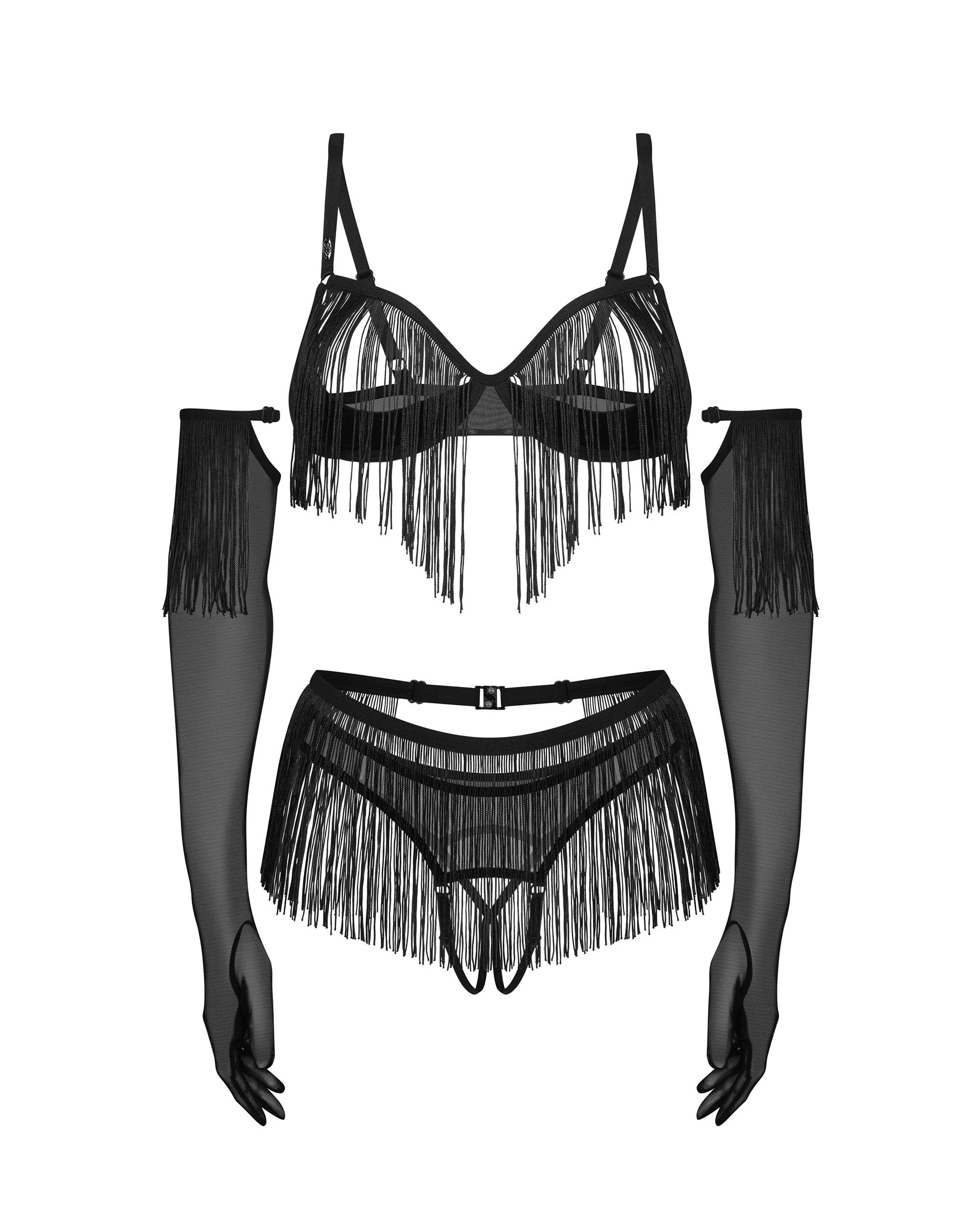 Obsessive - Rossay 4-delige Open Set - Zwart