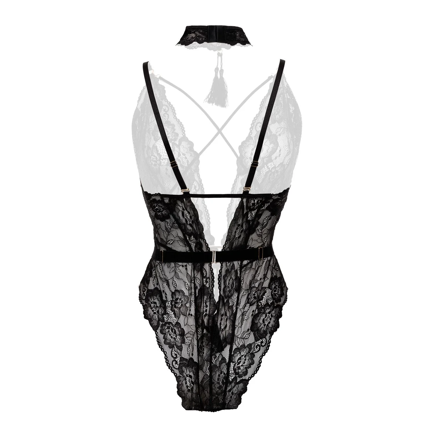 Christine - Exclusieve body met open kruis Aliah - Zwart